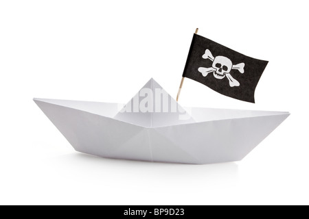 Piratenschiff mit weißem Hintergrund Stockfoto