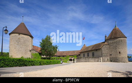 Rolle der Burg am Genfer See Kanton Waadt in der Schweiz Stockfoto