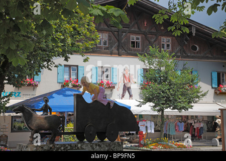 Typische Wandbild vom Haus Zentrum Oberammergau in der Nähe von Garmisch-Partenkirchen, Bayern im Süden Deutschlands Stockfoto