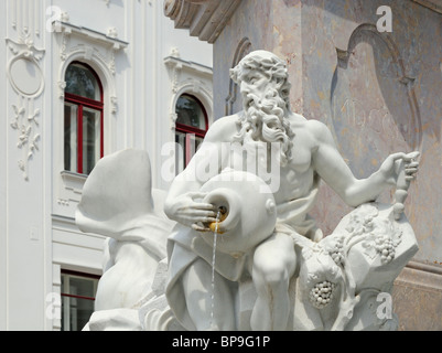 Ljubljana, Slowenien. Brunnen der drei Krainer Flüsse oder Robba Brunnen - detail Stockfoto