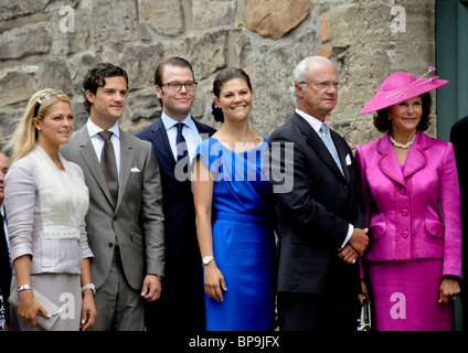 Schwedens königliche Familie Prinzessin Madeleine, Prinz Daniel, Prinz Carl Philip, Kronprinzessin Victoria. Königin Silvia King Carl Gustaf Stockfoto