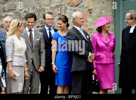 Schwedens königliche Familie Prinzessin Madeleine, Prinz Daniel, Prinz Carl Philip, Kronprinzessin Victoria. Königin Silvia King Carl Gustaf Stockfoto