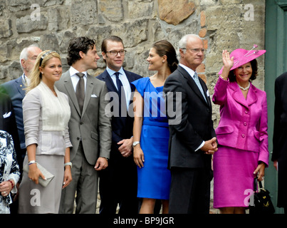 Schwedens königliche Familie Prinzessin Madeleine, Prinz Daniel, Prinz Carl Philip, Kronprinzessin Victoria. Königin Silvia King Carl Gustaf Stockfoto