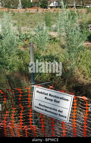 Wiederherstellung von Lebensräumen. Umzäunten Lebensraum Restaurierung Gegend in einem Park in Irvine, Orange County, Kalifornien. Foto Juli 2010. Stockfoto