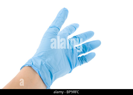 Blauen Handschuh mit weißem Hintergrund Stockfoto