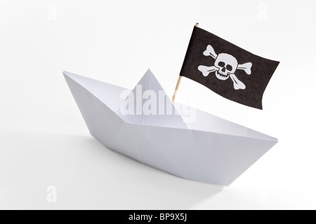 Piratenschiff mit weißem Hintergrund Stockfoto