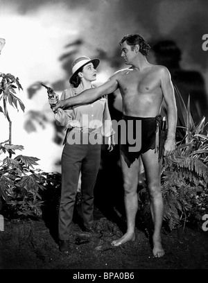 BRENDA JOYCE, Johnny Weissmuller, Tarzan und die JÄGERIN, 1947 Stockfoto