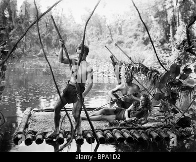 JOHNNY SHEFFIELD, Johnny Weissmuller, BRENDA JOYCE, TARZAN UND DIE AMAZONEN, 1945 Stockfoto