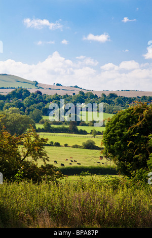 Blick vom oberen Wanborough in Richtung Liddington in Wiltshire, England, Vereinigtes Königreich