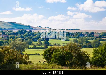 Blick vom oberen Wanborough in Richtung Liddington in Wiltshire, England, Vereinigtes Königreich