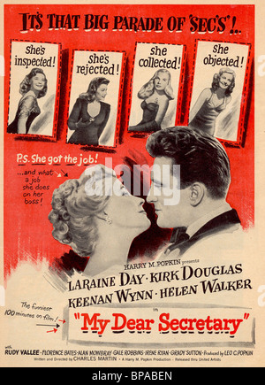 LARAINE DAY, KIRK DOUGLAS FILM POSTER, MEINE LIEBE Sekretärin, 1948 Stockfoto