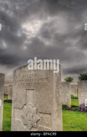 Ein Grab vom ersten Tag an der Somme, 1. Juli 1916 Stockfoto