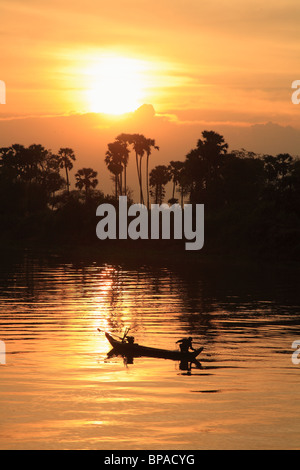 Sonnenuntergang am Mekong Fluss Stockfoto