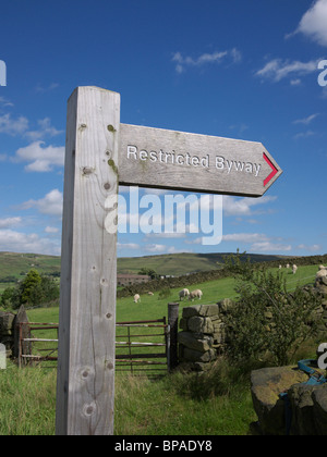 Eingeschränkte Byway Zeichen, Saddleworth, Lancashire, England, UK. Stockfoto