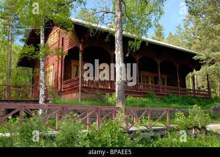 Zar Alexander III. und seine Frau Maria Feodorovna berühmte Imperial Fishing Lodge am Langinkoski im Delta von der Kymijoki... Stockfoto