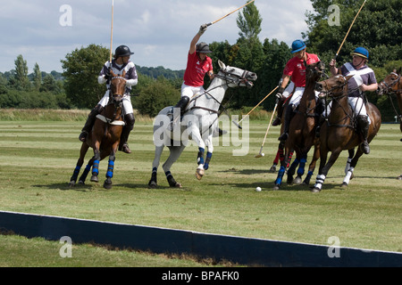 Polospiel mit Ponys und Spieler Stockfoto