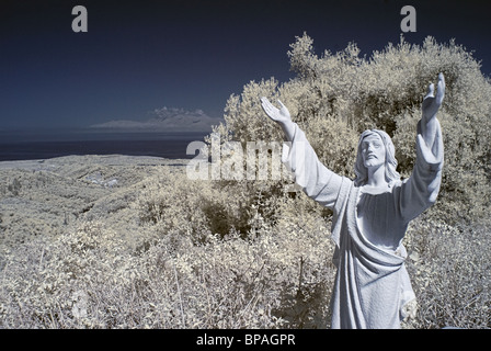 Jesus-Statue - Straße nach Paleo Perithia Stockfoto