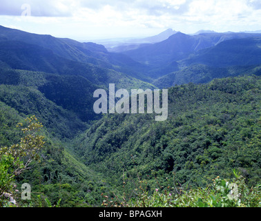 Blick auf die Schlucht und Küste, Black River Gorges National Park, Black River District, Republik von Mauritius Stockfoto