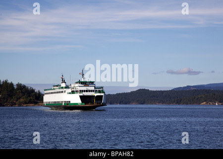 MV-Stealth Friday Harbor nähern. US-Bundesstaat Washington Fährensystem. Stockfoto