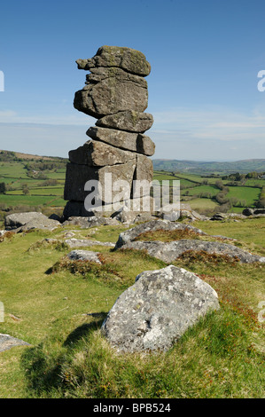 Bowerman die Nase, einen Stapel aus verwittertem Granit, auf Hayne Down in der Nähe von Manaton, Dartmoor. Stockfoto