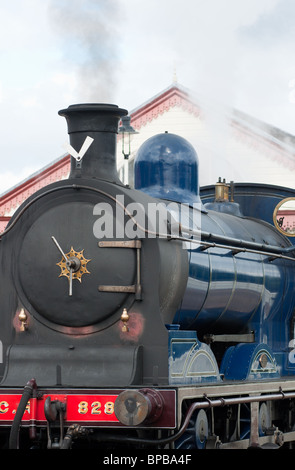 Die Caledonian Railway Nummer 828 in Aviemore Station in Schottland. Stockfoto