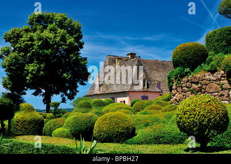 Frankreich: Schloss und Garten Überhängen Gärten von Marqueyssac Stockfoto