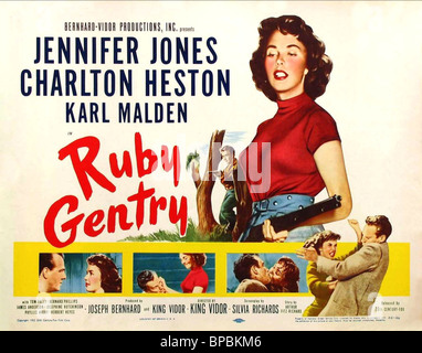 CHARLTON HESTON, Jennifer Jones, Plakat, RUBY GENTRY, 1952 Stockfoto