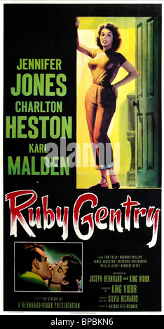 CHARLTON HESTON, Jennifer Jones, Plakat, RUBY GENTRY, 1952 Stockfoto