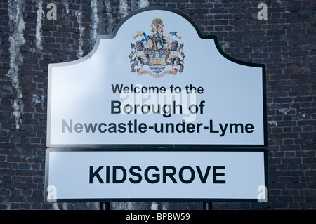 Willkommen Sie bei der Borough Ägpten Zeichen Kidsgrove Stockfoto