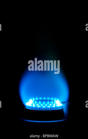 Gasbrenner mit blauer Flamme Stockfoto