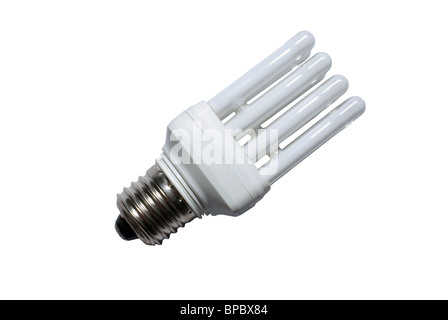 Leuchtstoff Glühlampe isoliert auf weißem Hintergrund. Stockfoto