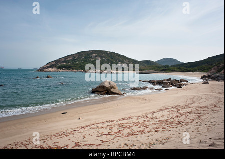 Hong Kong, der Strand zwischen Yung Shue Ha und Tung O auf South Lamma. Leer ist. Stockfoto