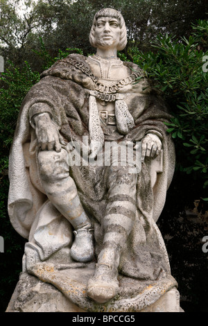 Statue von König Manuel i. von Portugal (reg. 1495-1521) in das Castelo Sao Jorge in Lissabon, Portugal. Stockfoto