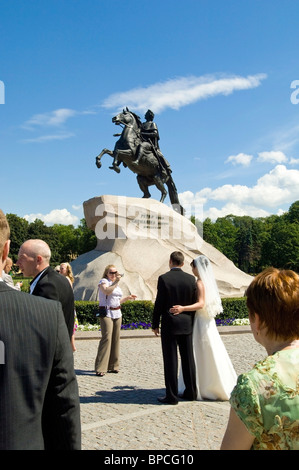 Neu mittwochs vor der eherne Reiter. Statue von Peter dem großen in Dekabristen Square, St Petersburg, Russland Stockfoto