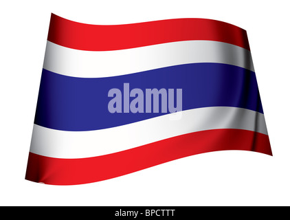 Flagge von Thailand Symbol Symbol flattern im Wind mit Falten Stockfoto