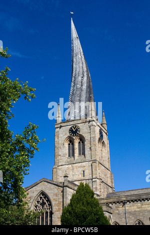 Chesterfield Crooked Spire der Kirche St Mary und Allerheiligen England uk gb Stockfoto