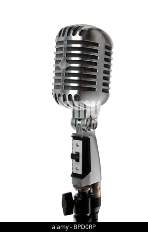 Vintage Mikrofon isoliert auf weißem Hintergrund Stockfoto