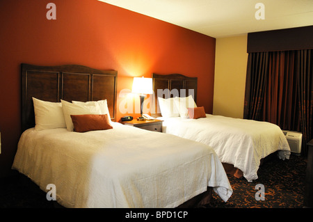 Hampton Inn Hotelzimmer, USA Stockfoto