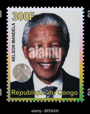 Republik Kongo - CIRCA 2000: Eine Briefmarke gedruckt in der Republik Kongo zeigen, Nelson Mandela, circa 2000 Stockfoto