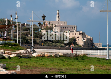 St Peter Kirche Jaffa und Strand promenade Stockfoto