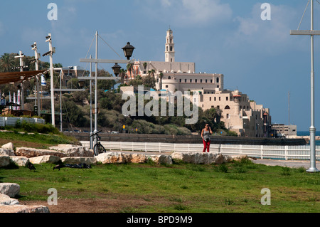 St Peter Kirche Jaffa und Strand promenade Stockfoto