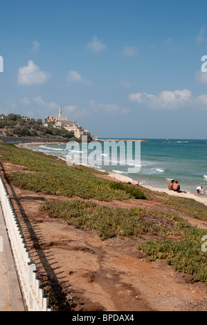 St Peter Kirche Jaffa und Strand promenade Stockfoto