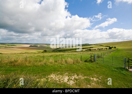 Ein Blick über den South Downs von Falmer Straße in der Nähe von Woodingdean East Sussex England aus gesehen Stockfoto