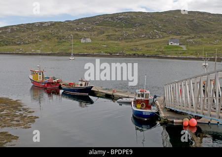 Die Fische landen Steg am Na Pairceanan in Acairseid Mhor Bay, Eriskay, äußeren Hebriden. Schottland. SCO 6396 Stockfoto