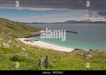 Der Blick in Richtung fernen Barra von Eriskay auf der westlichen Insel, äußeren Hebriden. Schottland.   SCO 6397 Stockfoto