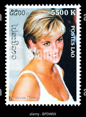 LAOS - CIRCA 2000: Eine Briefmarke gedruckt in Laos zeigt Prinzessin Diana; circa 2000 Stockfoto