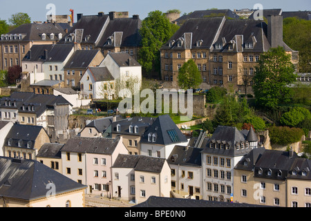 Luxemburg, Luxemburg-Stadt. Die geringe Fläche von Grund, Straße Detail. Stockfoto