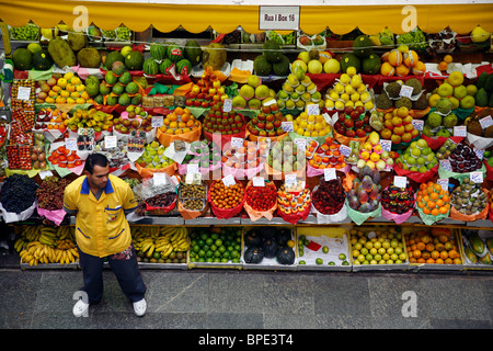 Obst-Stall am Mercado Municipal, Sao Paulo, Brasilien. Stockfoto