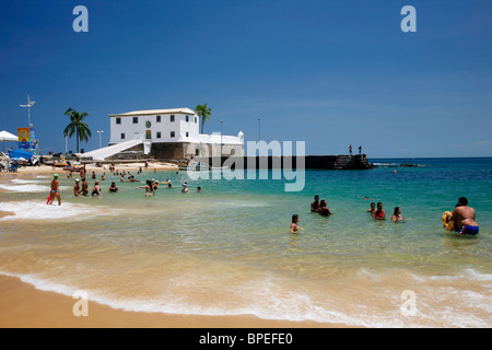 Porto da Barra Beach, Salvador, Bahia, Brasilien. Stockfoto