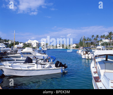 Boote vor Anker in der Bucht, Flatt Inlet, Hamilton Parish, Bermuda Stockfoto